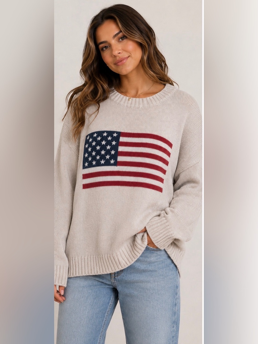 Hollister American Flag Relaxed Fit Knit Sweater XL